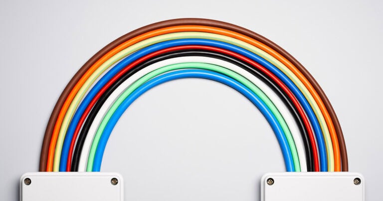 colored cables forming rainbow
