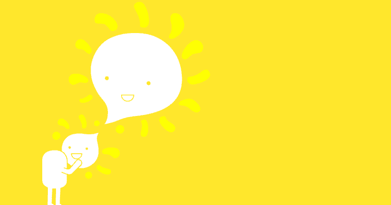 illustration of human figure and sun